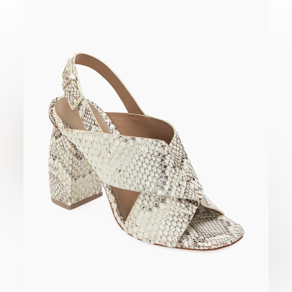 Mercedes Castillo Hae Snakeskin-Embossed Leather Slingback Sandals EUC